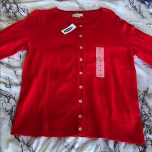 Red cardigan